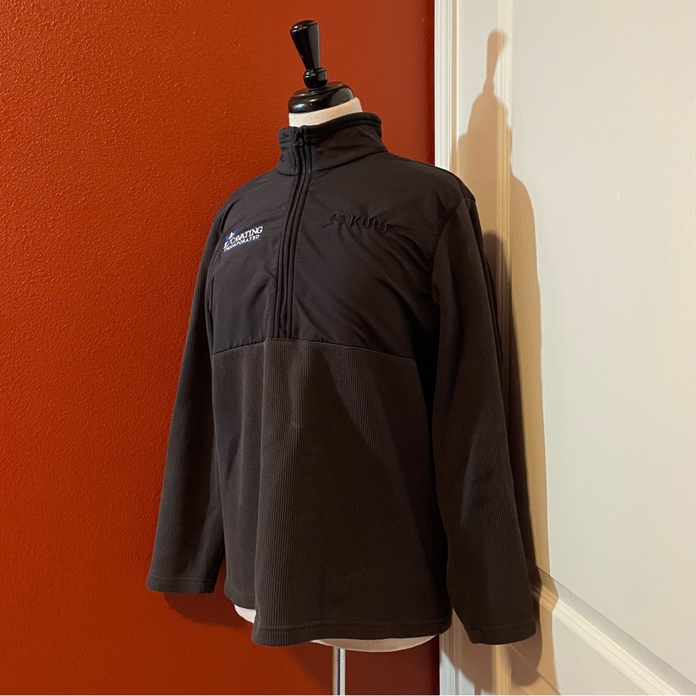 Kuiu Men’s Two Tone Pullover Quarter Zip Dark Fleece‎ Embroidered Sweater Jacket